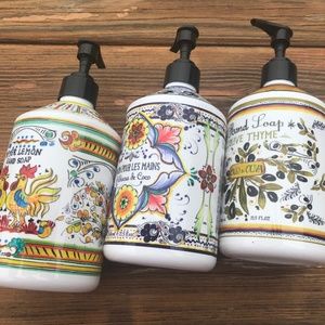 Set 3 Empty Hand Soap Pumps Mediterranean Decor Cute Patterns